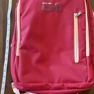Crimson red Women's laptop Backpack with salmon/peach Accents